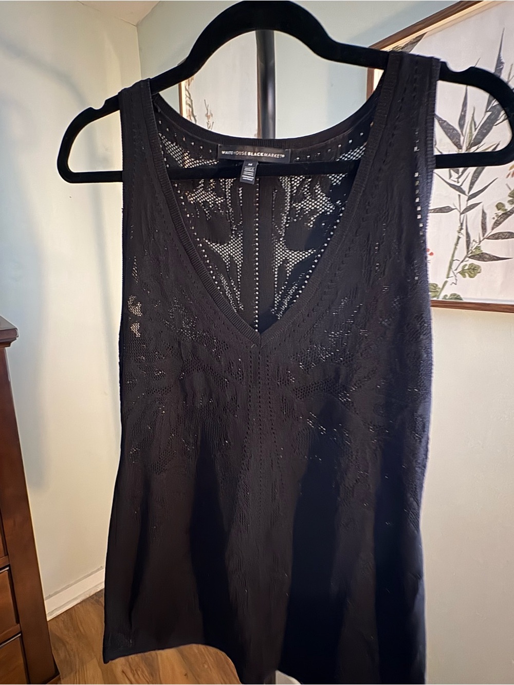 White House Black Market Black V-Neck Sleeveless Knit Top